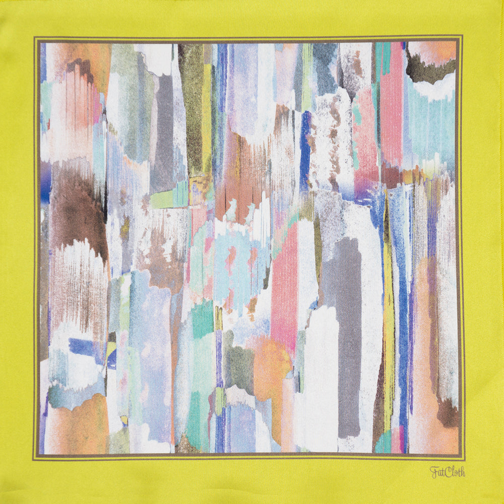 FatCloth Claude pocket square features a color scheme and design of a contemporary watercolour painting