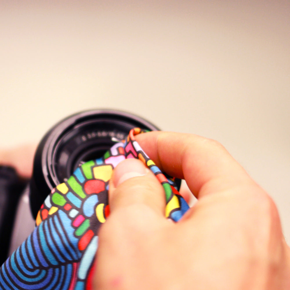 Multicolour FatCloth Jonas microfiber pocket square is the perfect lens cloth for photographers