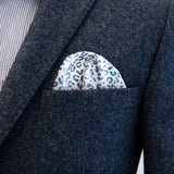 High contrast design of the multipurpose pocket square Knut by FatCloth sits well in light and dark pockets