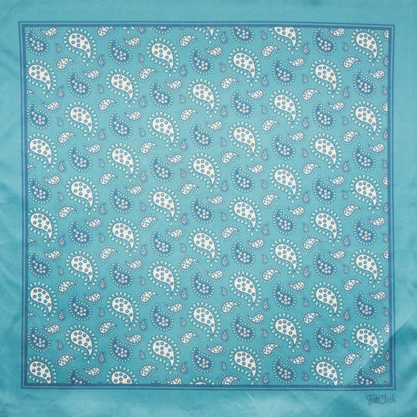 Classic paisley pattern in surprisingly fresh teal tone – FatCloth Ludwig Petrol pocket square 