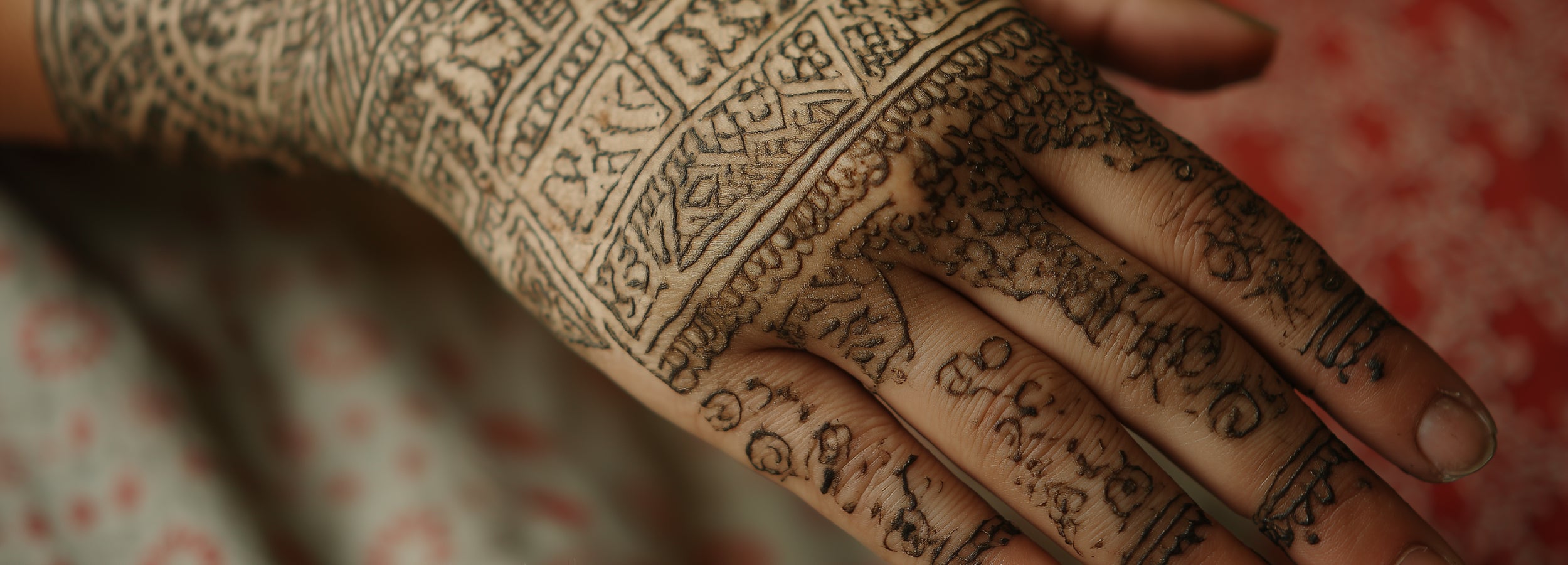 Henna artwork painted on hand