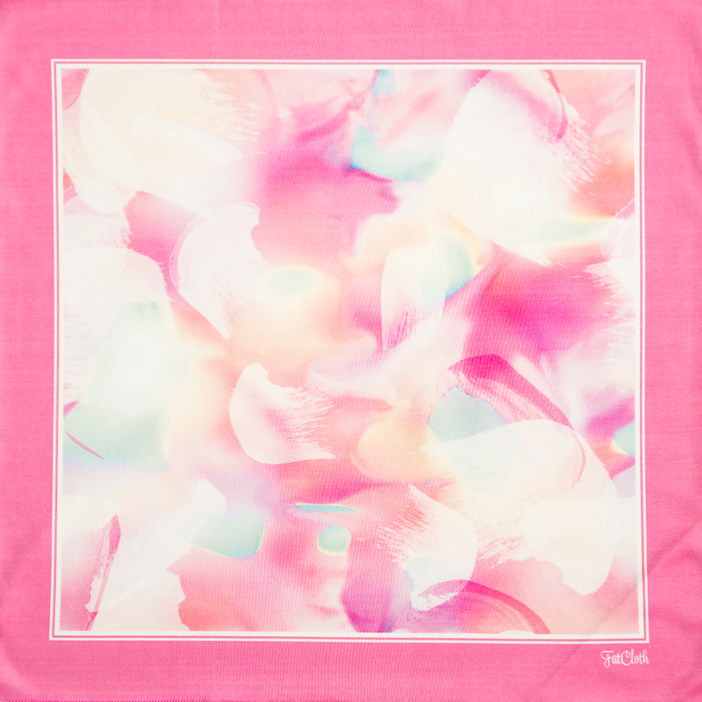 FatCloth Miles pocket square design features light watercolour brush strokes in pink yellow and turquoise