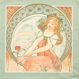 Old rose and faded green art nouveau design by Alphonse Mucha – FatCloth Painting pocket square 