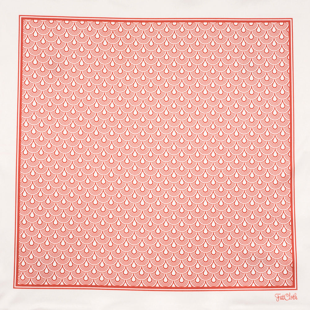 FatCloth Musashi Red microfiber hanky – versatile accessory for suits and formal wear with Japanese style seigaiha design