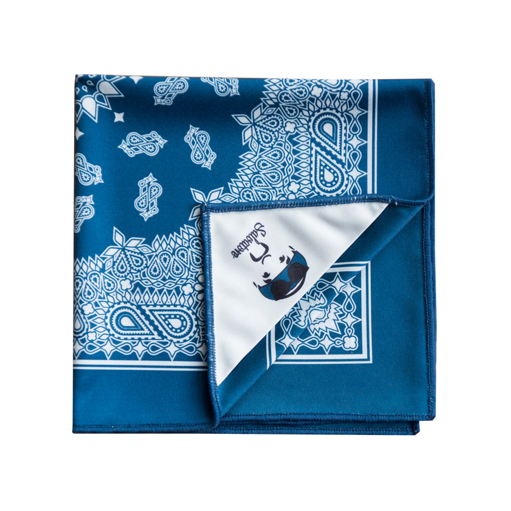 Double-sided bandana theme microfiber FatCloth Salvatore Blue is great for wiping delicate surfaces