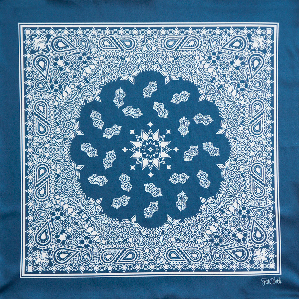 Blue and white bandana style double-sided gentlemen’s pocket square Salvatore Blue by FatCloth