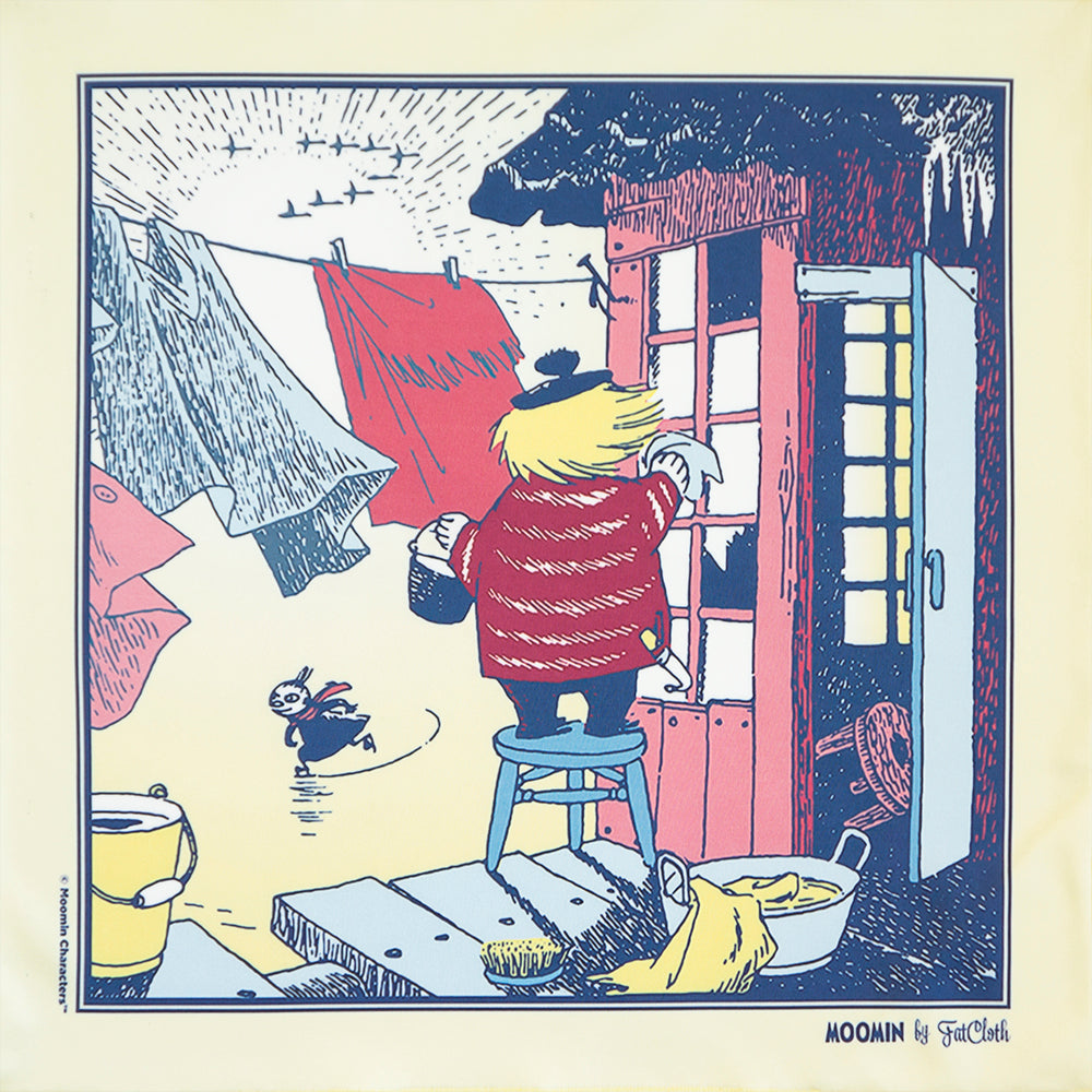 Tricolour FatCloth for Moomin Spring pocket square design from the novel Moominland Midwinter