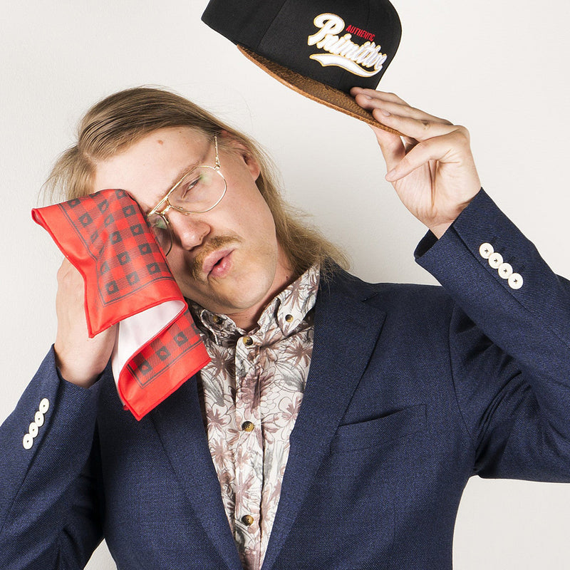 Multipurpose pocket square Stig Red by FatCloth’s durable microfiber fabric is machine washable  