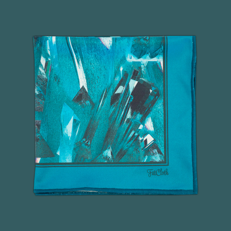 Versatile FatCloth Aslak pocket square in icy teal pattern