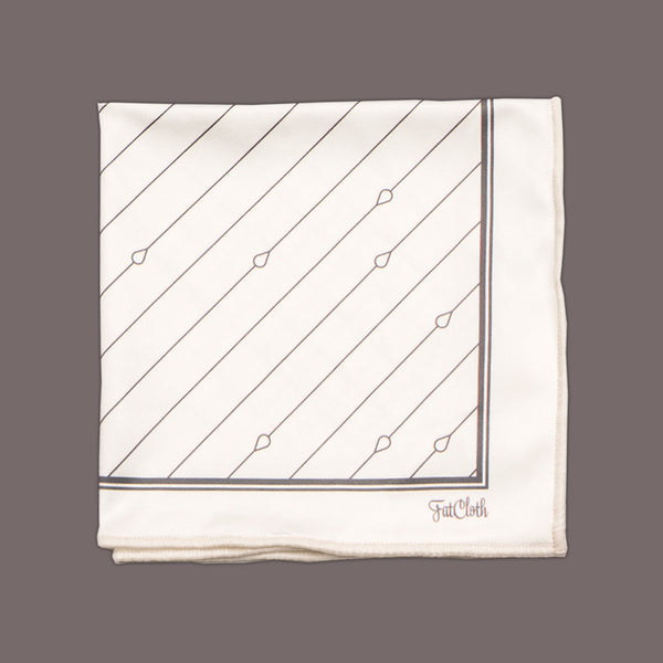 FatCloth Bernie White pocket square – elegant white handkerchief with pin-stripe pattern