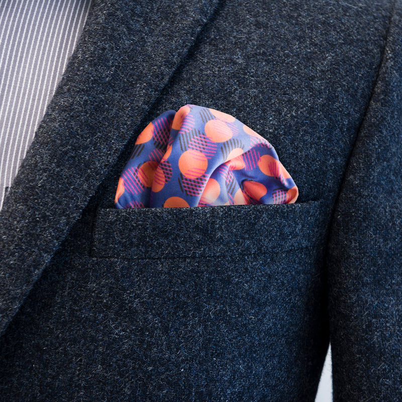 Red & blue multipurpose pocket square FatCloth Blinky is at home in any pocket