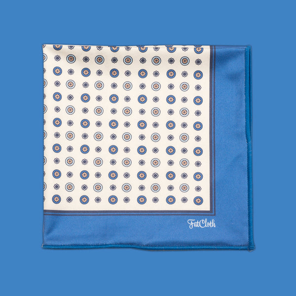 Elegant Charles Blue pocket square design for classic looks from FatCloth