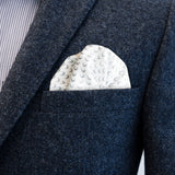 FatCloth Duncan’s graphic design and light colours make the pocket square stand off from dark backgrounds