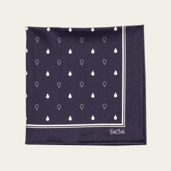 FatCloth Earl Ink pocket square - elegant navy blue handkerchief with polka-dot pattern