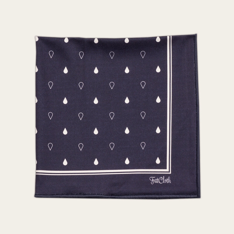 FatCloth Earl Ink pocket square - elegant navy blue handkerchief with polka-dot pattern