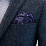 Navy blue FatCloth Earl Ink works best with light brown and tan jackets & blazers as do most of the darker pocket squares