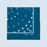 Special edition indigo FatCloth pocket square with watch part pattern