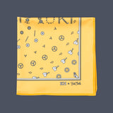 Elegant yellow FatCloth pocket square for men in special watch machinery pattern