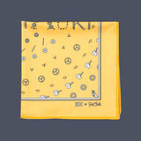 Elegant yellow FatCloth pocket square for men in special watch machinery pattern