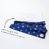 FatCloth Lucas Turtle Scarf’s filter pocket fits a standard surgical mask when extra protection is required 