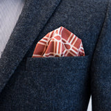 Rusty red of Marcus Maroon pocket square by FatCloth is perfect for broken colour combinations and relaxed outfits 