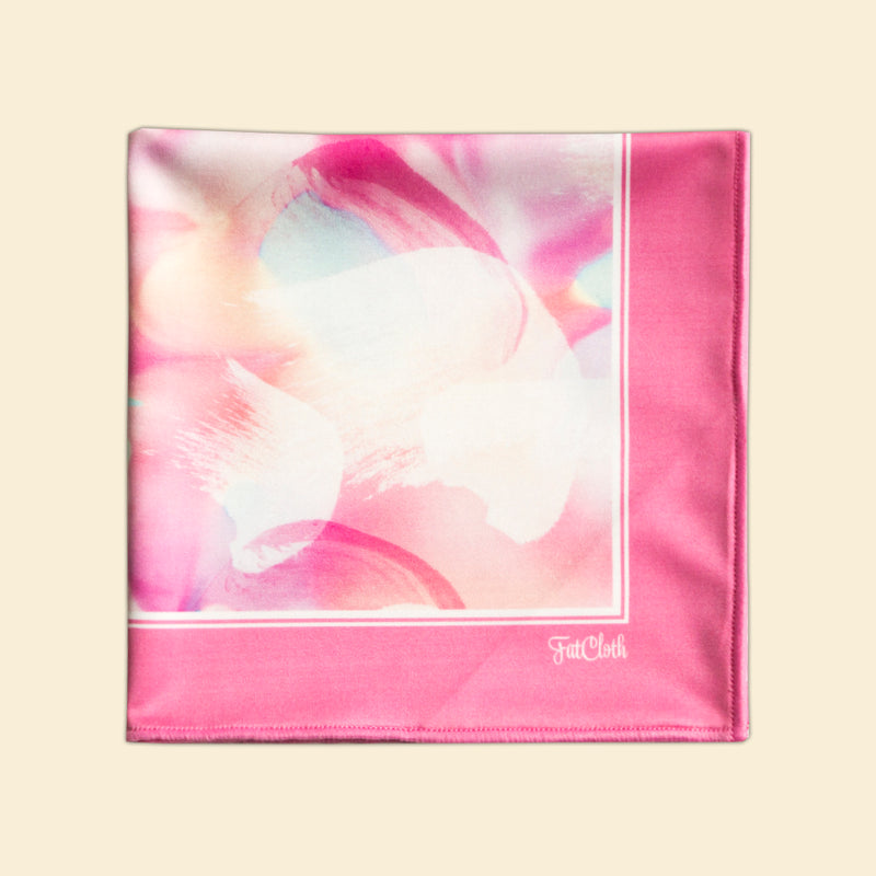Ambient FatCloth Miles pocket square in pastel pink watercolour pattern