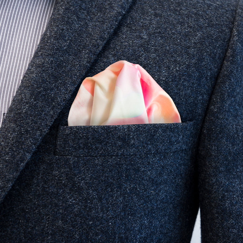 Delicate pastel hues of pocket square Miles by FatCloth are perfect for warm summer weddings and light outfits