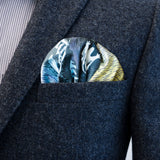 Moomin Lighthouse by FatCloth pocket square’s yellow and blue colour combination works well with casual and formal outfits