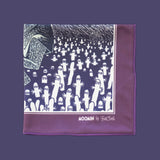 Violet and white Moomin Shock multipurpose pocket square by FatCloth features a herd of Hattifatteners and the Park Keeper