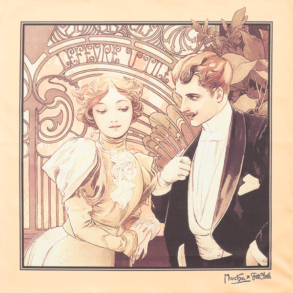 Sepia art nouveau design by Alphonse Mucha – FatCloth Flirt pocket square 