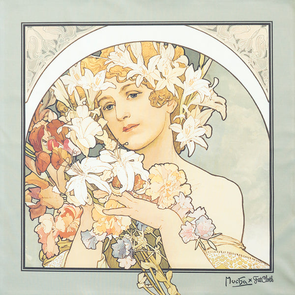 Beautiful Art Nouveau multipurpose pocket-handkerchief FatCloth Flower by Alphonse Mucha