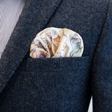 FatCloth x Mucha Flower silky and smooth pocket square works equally well with dark and light outfits
