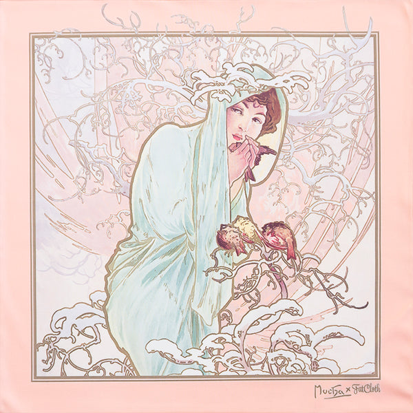 Serene Art Nouveau multipurpose handkerchief FatCloth Winter by Alphonse Mucha