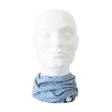Multipurpose FatCloth Musashi Turtle – a modern ascot scarf in subtle Japanese bluegray seigaiha pattern  