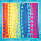 FatCloth Nelson handkerchief’s versatile rainbow drop design’s layout will change each time you fold it 