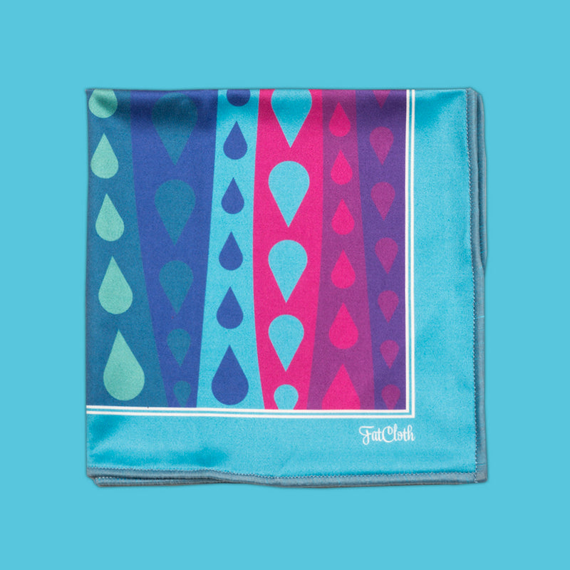 Colourful FatCloth Nelson pocket square – a microfiber fashion accessory with many purposes