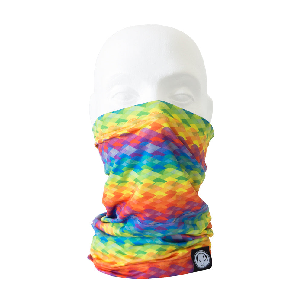 FatCloth Nigel Turtle Scarf multipurpose neck gaiter – rainbow colored men’s accessory for formal and casual styles