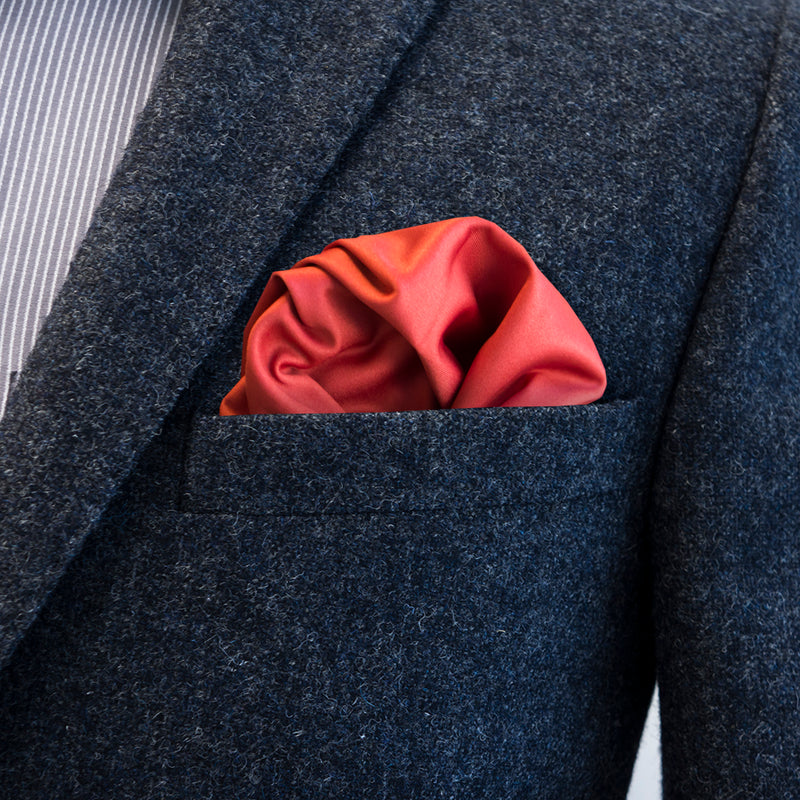 FatCloth Salvatore Red pocket square – plain red on flip should you need to switch it