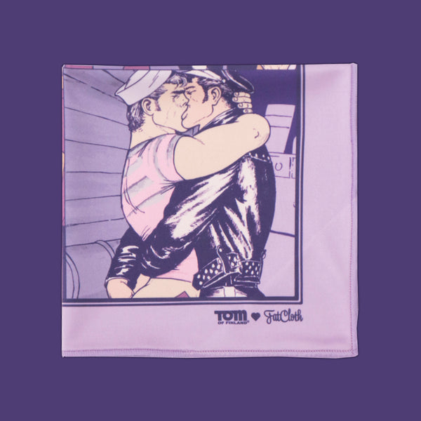 Purple FatCloth Kake is an exciting pocket square design based on Tom of Finland’s original illustrations