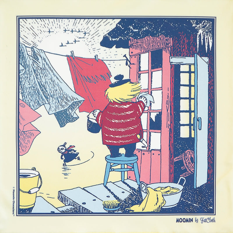 Tricolour FatCloth for Moomin Spring pocket square design from the novel Moominland Midwinter