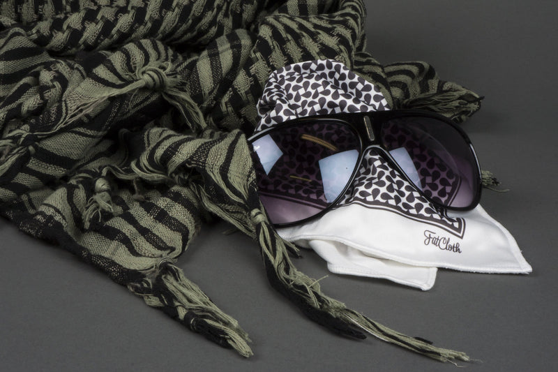 The versatile FatCloth Aziz multipurpose square is perfect for wiping prints off sunglasses