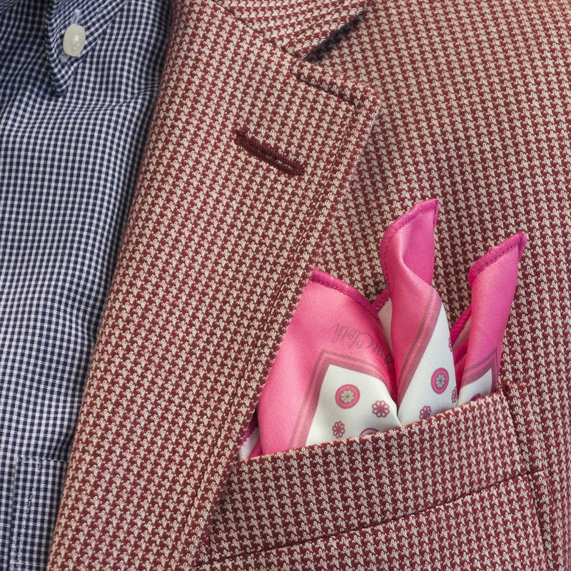 Charles Pink handkerchief by FatCloth is an eye catcher with reverse puff fold