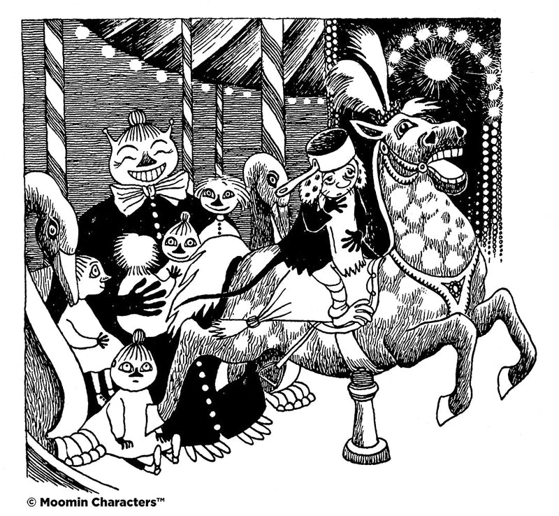 FatCloth for Moomin Carousel is based on Tove Jansson’s original black & white artwork 