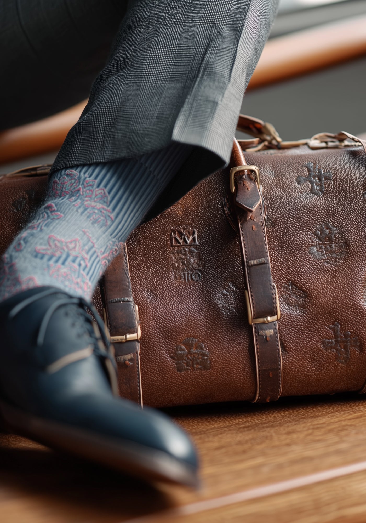 Vintage monogrammed leather bag 