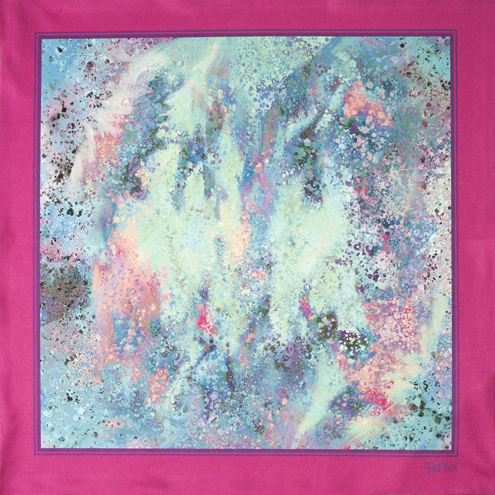 Design pocket square, spray pattern, multicolor, pastel, mint, magenta